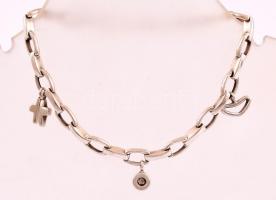 Ezüst(Ag) köves, csüngős karkötő, jelzett, h: 19 cm, bruttó: 11,3 g