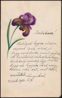 1921-1922 Régi emlékkönyv, érdekes bejegyzésekkel, rajzokkal.