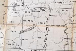 1900 A magyar állam közigazgatási térképének lapmutató vázlata, 43,5×60,5 cm