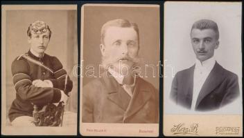 cca 1900 3 db vizitkártya portré: Hercz, Koller