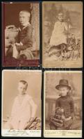 cca 1900 4 db vizitkártya portré, gyermekek: Divald és Koller műterméből