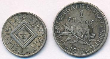 Vegyes: Ausztria 1926. 1/2Sch Ag + Franciaország 1917. 1Fr Ag T:2,2- Mixed: Austria 1926. 1/2 Schilling Ag + France 1917. 1 Franc Ag C:XF,VF