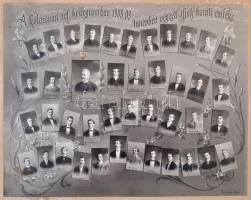 1909 A kolozsvári ref. kollégiumban végzett ifjak baráti emléktablója. Nagyméretű kartonon. 52x41 cm