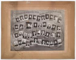 1909 A kolozsvári ref. kollégiumban végzett ifjak baráti emléktablója. Nagyméretű kartonon. 52x41 cm