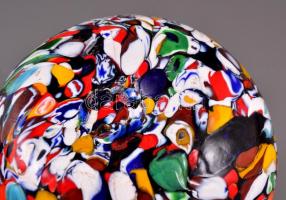 Muránói millefioris fújt váza, több rétegű, jelzés nélkül, kis karcolásokkal, m:23 cm