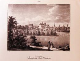 Komáromot ábrázoló XIX. századi metszet felnagyítva (47x35cm)