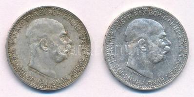 Ausztria 1914-1915. 1K Ag Ferenc József (2xklf) T:1-,2 Austria 1914-1915. 1 Corona Ag Franz Joseph (2xdiff) C:AU,XF