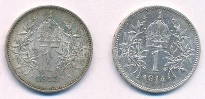 Ausztria 1914-1915. 1K Ag "Ferenc József" (2xklf) T:1-,2
Austria 1914-1915. 1 Corona Ag &...