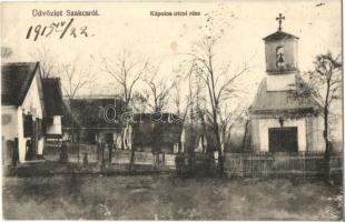 1915 Szakcs, utcakép, kápolna, üzlet