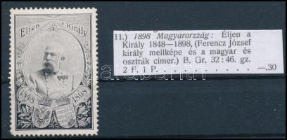 1898 Ferenc József - Éljen a király! levélzáró bélyeg RR!