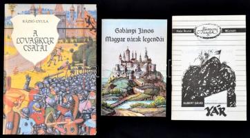 Vegyes történelem könyv tétel, 3 db:   Rázsó Gyula: A lovagkor csatái. Hősök - Csaták. Bp.,1987,Tankönyvkiadó. Kiadói kartonált papírkötés, jó állapotban.   Gabányi János: Magyar várak legendái. Bp.,1991, Holnap. Kiadói papírkötés, jó állapotban.   Albert Dávid: A székelyudvarhelyi vár. Haáz Rezső Múzeum - Múzeumi füzetek. Székelyüdvarhely, 1991, Infopress. Kiadói papírkötésben.