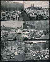 cca 1963 Budapest közlekedése, járművek, közlekedési helyzetek, 13 db vintage fotó, többsége feliratozva, 10x9 cm és 9x12 cm között