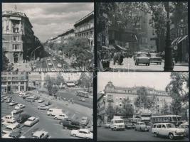 cca 1963 Budapest közlekedése, járművek, közlekedési helyzetek, 13 db vintage fotó, többsége felirat...