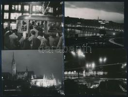 Budapest éjszaka, különféle időpontokban készült felvételek, 10 db vintage fotó (több feliratozva) + 4 db vintage negatív, a negatívok és papírképek között nincs összefüggés, 6x6 cm és 9x14 cm