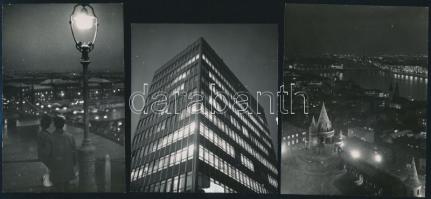 Budapest éjszaka, különféle időpontokban készült felvételek, 10 db vintage fotó (több feliratozva) +...