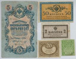 Orosz Birodalom / Szocialista Szövetségi Szovjet Köztársaság / Szovjetunió 9db-os bankjegy tétel T:I...