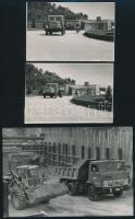 cca 1970 Teherautók tétele, 8 db vintage negatív + 3 db vintage fotó, a negatívok és papírképek közö...