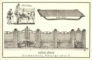 Szombathely, Kőszegi utca 9. Góth János lakatos reklámlapja