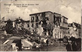 Messina, Terremoto del 28 dicembre 1908, Viale S. Martino / street view after the earthquake, ruins