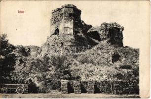 1915 Léva, Levice; várrom, fahasábok felhalmozva / castle ruins, blocks of wood, logs piled up (r)