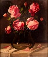 Murin Vilmos (1891-1952): Virág csendélet, olaj, karton, jelzett, üvegezett fa keretben, 25,5×21 cm