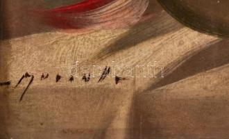 Murin Vilmos (1891-1952): Virág csendélet, olaj, karton, jelzett, üvegezett fa keretben, 25,5×21 cm