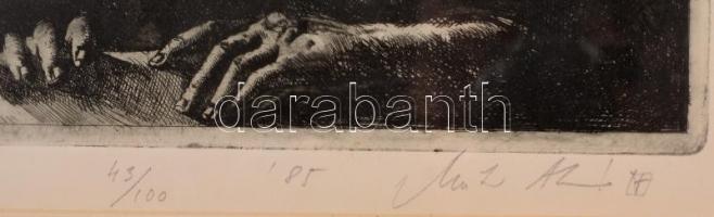 Olvashatatlan jelzéssel: Jew, rézkarc, papír, számozott (43/100), paszpartuban, üvegezett fa keretbe...