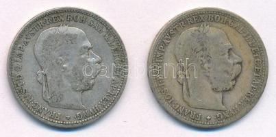 Ausztria 1893-1894. 1K Ag "Ferenc József" (2xklf) T:2-,3 Austria 1893-1894. 1 Corona Ag "Franz Joseph" (2xdiff) C:VF,F