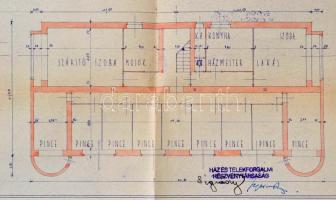 1946 Hendrich Antal műépítész tanár által a Pasaréti út 67. számra tervezett bérvilla tervrajza,(dél...