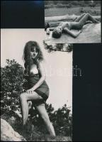 cca 1978 Szolidan erotikus felvételek vegyes tétele, 8 db vintage fotó, 9x12 cm és 24x17 cm között