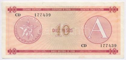 Kuba / Deviza tanúsítvány ~1980-1990. 10P T:II- Cuba / Exchange certificate ~1980-1990. 10 Pesos C:VF