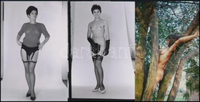 cca 1988 Szolidan erotikus felvételek vegyes tétele, 13 db vintage fotó és/vagy mai nagyítás, 9x13 cm és 18x25 cm