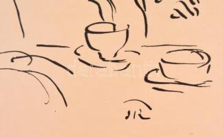 1913 Rippl-Rónai József (1861-1927): Kalapos nők. Cinkográfia, papír, jelzett a cinkográfián, 26×35 ...