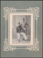 1915 Brassó, Székely Péter és Székely József katonai egyenruhában, feliratozott fénykép, 10x7 cm, ka...