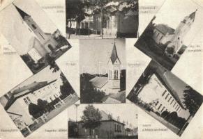 1943 Tengelic (Tolna), Közművelődési Egyesület székháza, Ágostai evangélikus, római katolikus és református templom, Napközi otthon, községháza, iskola és hősök szobra