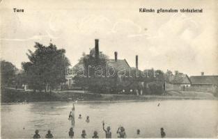 Tura, Kálmán gőzmalom, tó fürdőző gyerekekkel