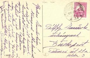 Vasszentmihály, utcakép kerékpárosokkal + "Szentgotthárd-Budapest 53." mozgóposta