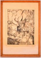 Kondor Lajos (1926-2006): Tavasz, rézkarc, papír, jelzett, paszpartuban, üvegezett fa keretben, 38×2...