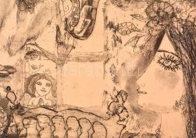 Kondor Lajos (1926-2006): Tavasz, rézkarc, papír, jelzett, paszpartuban, üvegezett fa keretben, 38×2...