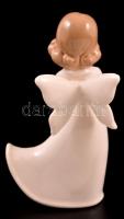 LLadro szívecskés angyal, kézzel festett, jelzett, apró kopás nyomokkal, m: 13,5 cm