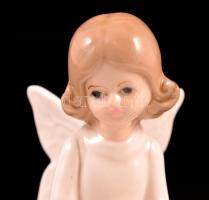 LLadro szívecskés angyal, kézzel festett, jelzett, apró kopás nyomokkal, m: 13,5 cm