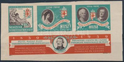 1939 Pesti hazai első takarékpénztár Egyesület adománygyűjtő kisív darab a Vöröskereszt javára (törés)