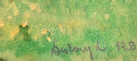 Diskay Lenke (1924-1980): Kertek alatt, akvarell, papír, jelzett, 21,5×29,5 cm