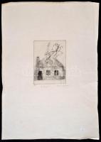 Csohány Kálmán (1925-1980): Látogatás, rézkarc, papír, jelzett, 20×15 cm