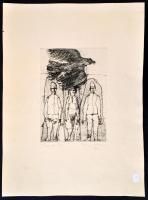 Csohány Kálmán (1925-1980): Fiatalok, rézkarc, papír, jelzett, 29×20 cm