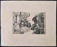 Csohány Kálmán (1925-1980): Lepkék, rézkarc, papír, jelzett, 29,5×19,5 cm