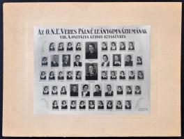 1942 Budapest, Veres Pálné Leánygimnázium tanárai és végzett tanulói, kistabló nevesített portrékkal...