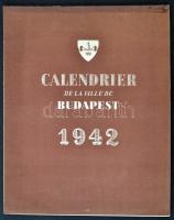 1942 Budapest látványosságait és hangulatát művészi képeken bemutató asztali naptár franciául . 12 képpel