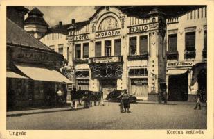 Ungvár, Uzshorod, Uzhorod; Korona szálloda, étterem és kávéház, borbély és fodrász, Falatozó / hotel, restaurant and cafe, barber and haidresser salon, snack bar