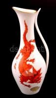 Metzler Ortloff sárkányos váza, kézzel festett, jelzett, apró kopás nyomokkal, m: 18,5 cm